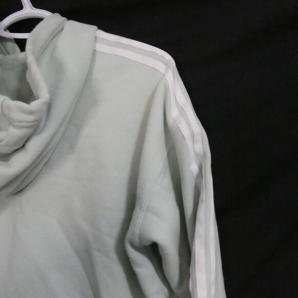 ADIDAS | large | Light Green Adidas Hoodie | White Stripes | Stitched Logo - Picture 11 of 16